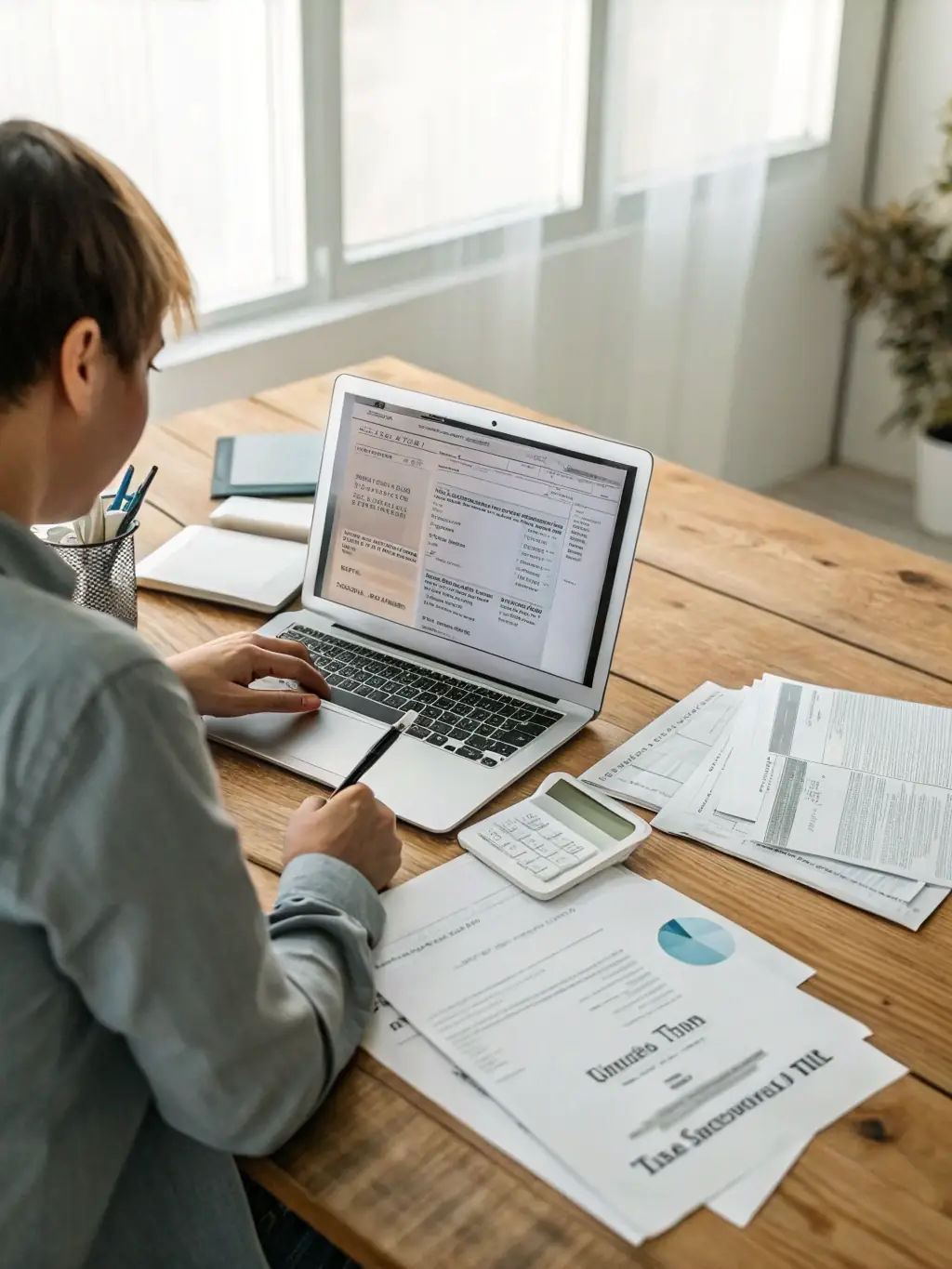 A person working on a laptop with financial charts displayed on the screen, representing tax and financial planning services for small businesses.